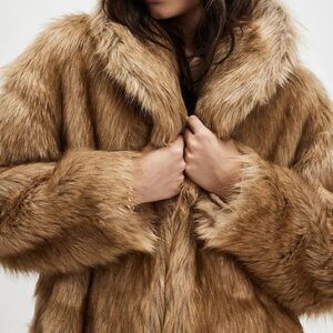 NEW FREE PEOPLE ANNICE FAUX FUR COAT SZ L